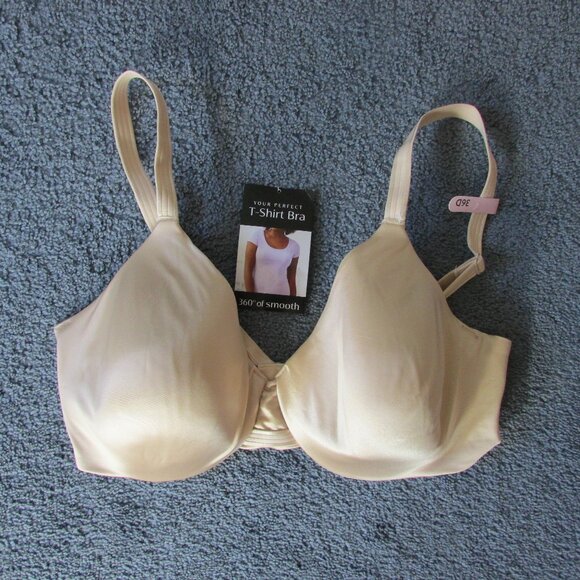 NWT Bali 36D T-Shirt Bra Beige Style DF3W11 Shimmers Underwire Molded Cups - Picture 1 of 2